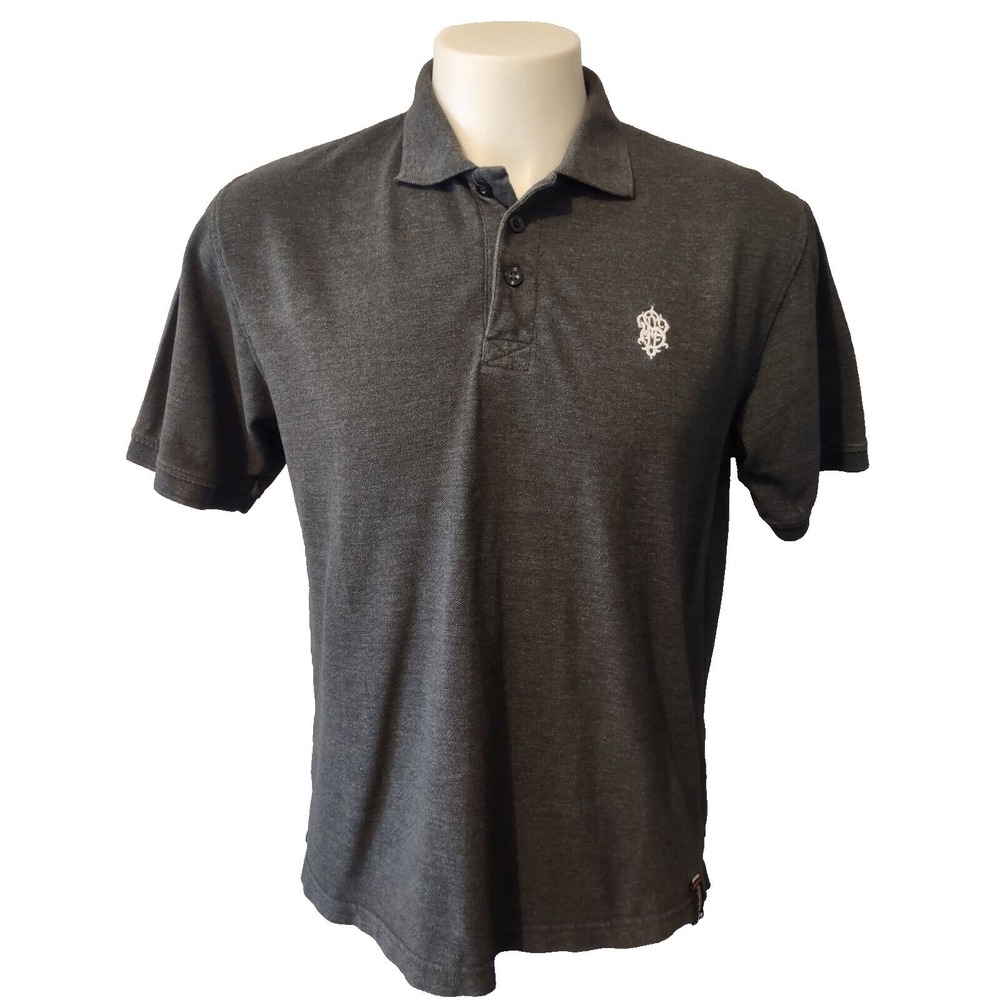 Southpole Polo‎ Shirt Large Mens Y2K Streetwear Charcoal Gray Logo Grunge Edgy L